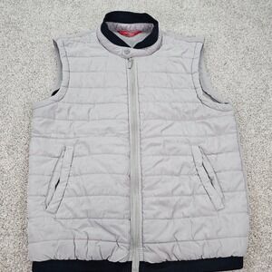 ZARA MAN Basic Puffer Vest Light Gray Quilted Zip Front Casual Mens‎ Size L